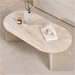 Maklaine Rectangular Coffee Table with Sturdy Build in Travertine