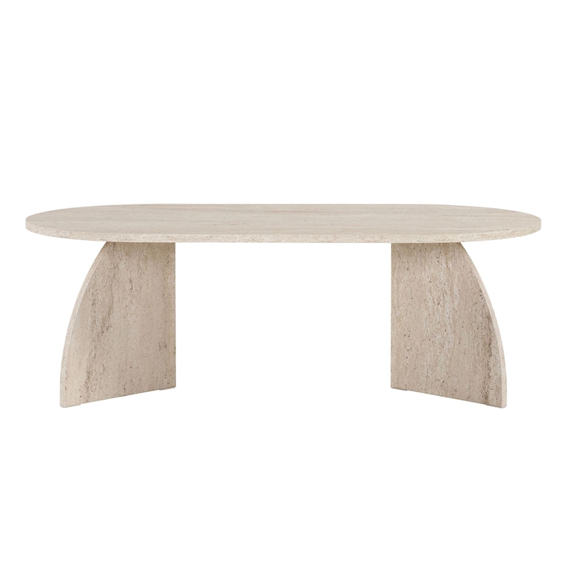 Maklaine Rectangular Coffee Table with Sturdy Build in Travertine
