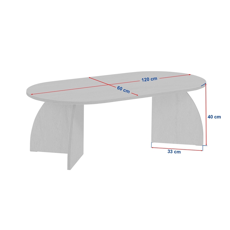Maklaine Rectangular Coffee Table with Sturdy Build in Travertine