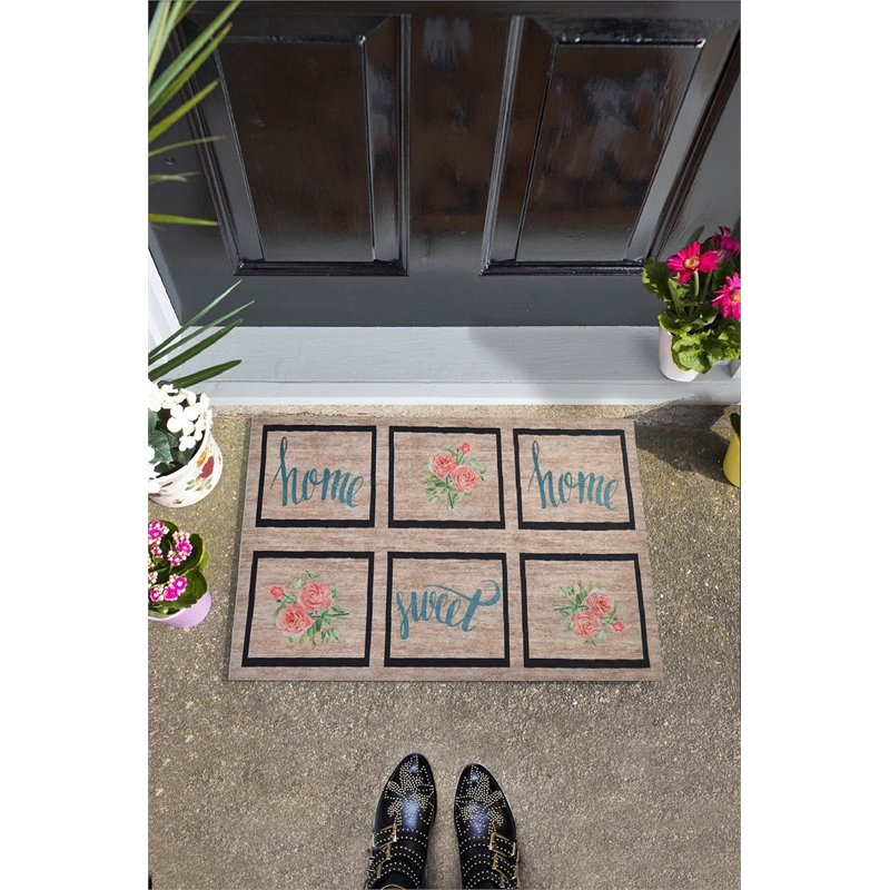 Maklaine 40 x 23.62 in Non-Slip Rose Home PVC Doormat in Multi-Color