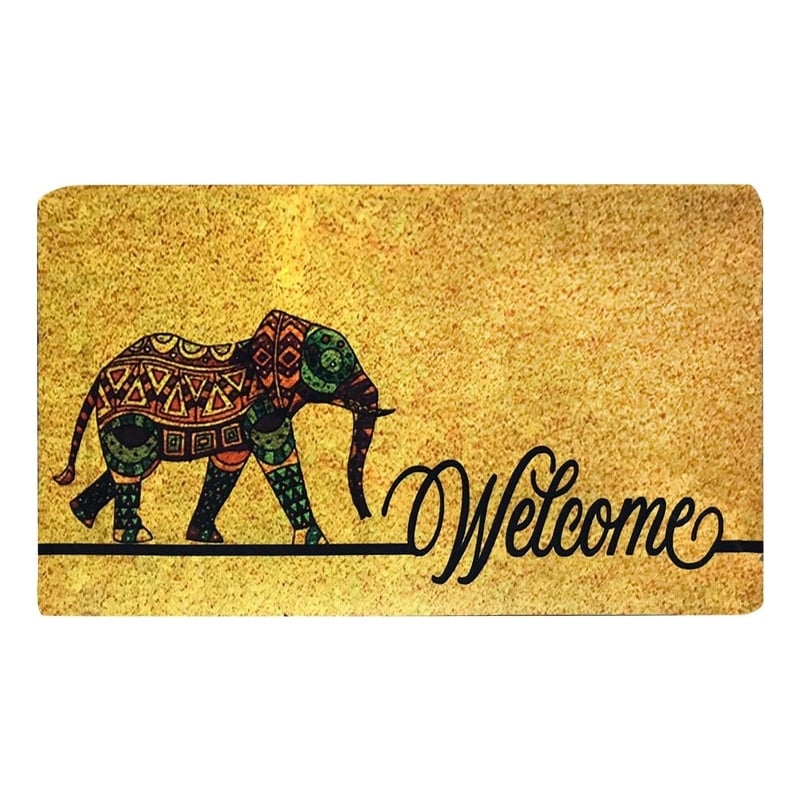 Maklaine 40 x 23.62 in Non-Slip Elephant PVC Doormat in Multi-Color