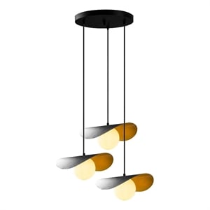 Maklaine Adjustable Metal Chandelier with 3 E27 Sockets in Black