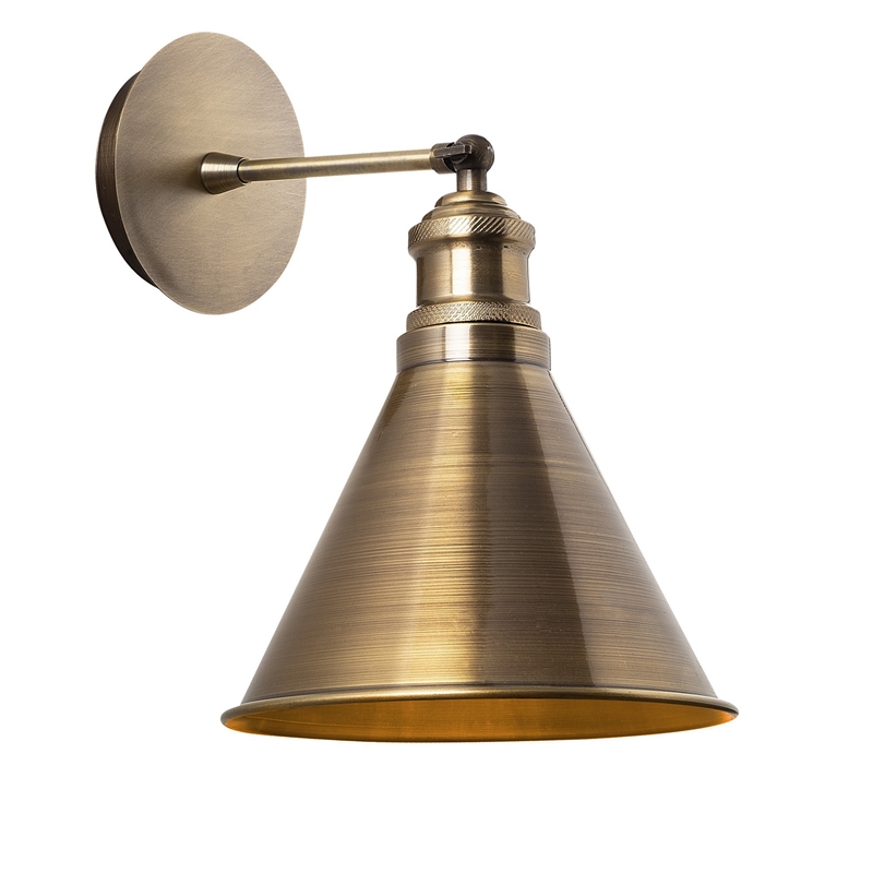 Maklaine Modern Vintage Metal Wall Lamp with E27 Socket in Brass