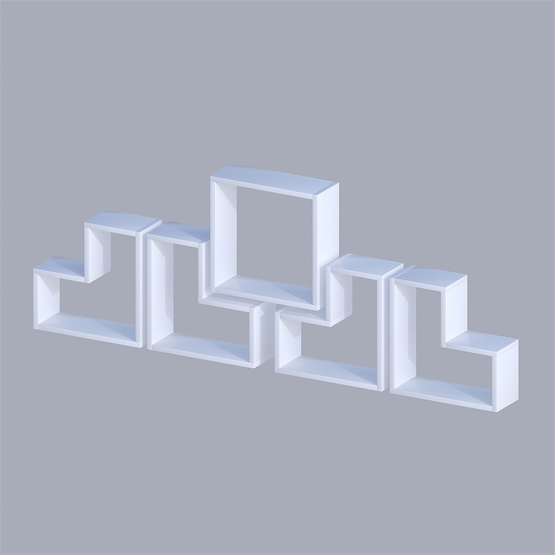 Maklaine Modern Wall Shelf with Multiple Storage Shelves in White
