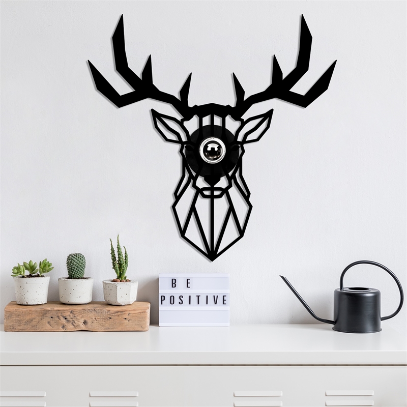 Maklaine MDF Wall Lamp with Metal Cap and E27 Socket in Black