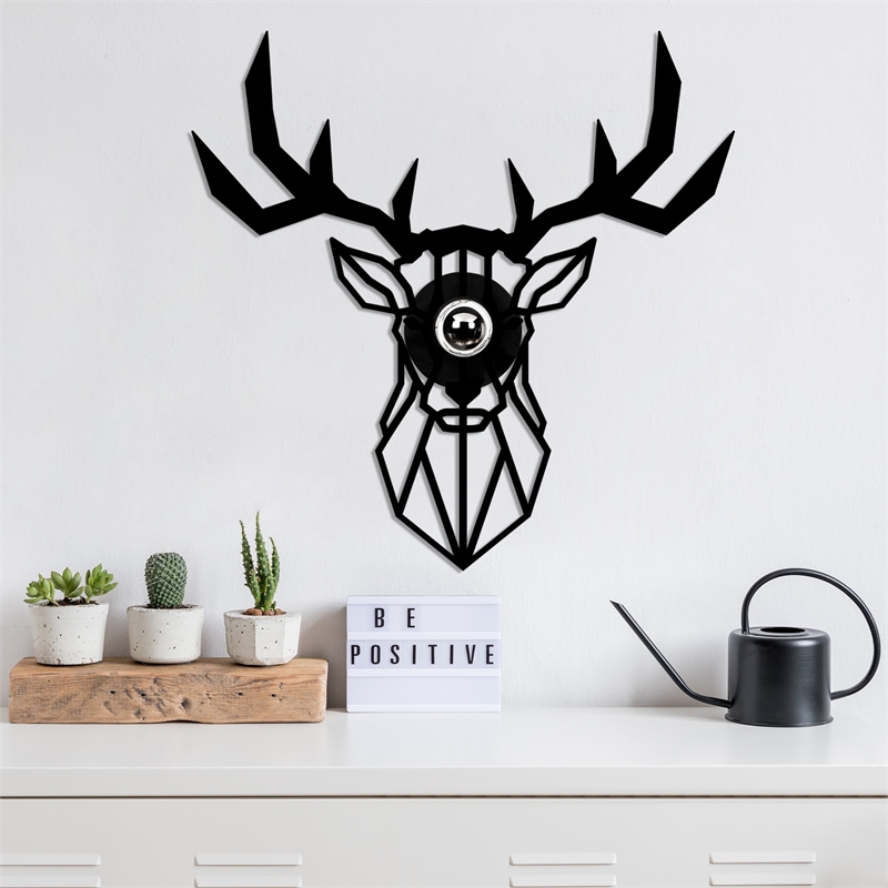 Maklaine MDF Wall Lamp with Metal Cap and E27 Socket in Black