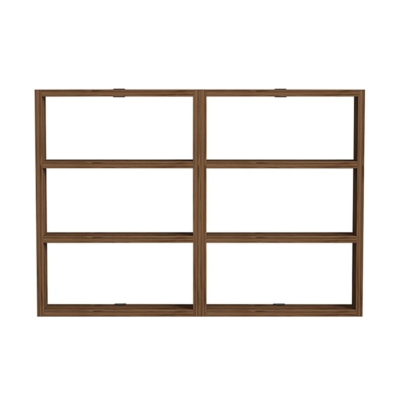 Maklaine Hexagonal Wall Shelf with Multiple Shelves in Walnut
