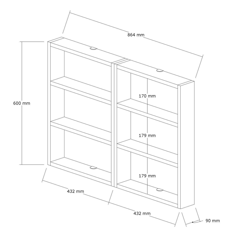 Maklaine Hexagonal Wall Shelf with Multiple Shelves in Walnut