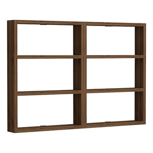 Maklaine Hexagonal Wall Shelf with Multiple Shelves in Walnut
