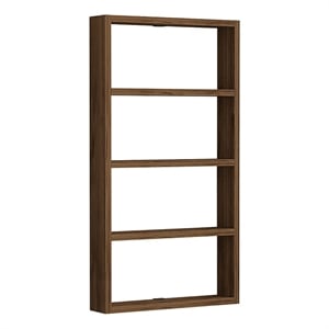 Maklaine Modern Wall Shelf with Multiple Storage Shelves in Walnut