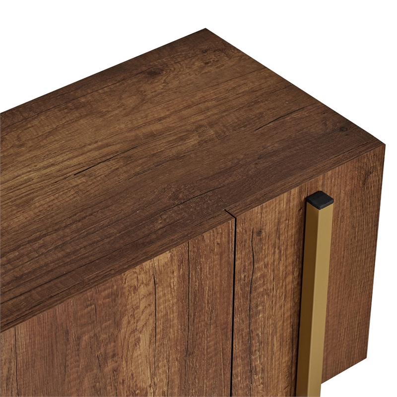 Maklaine Nexus TV Stand in Barok Walnut and Gold with Metal Legs