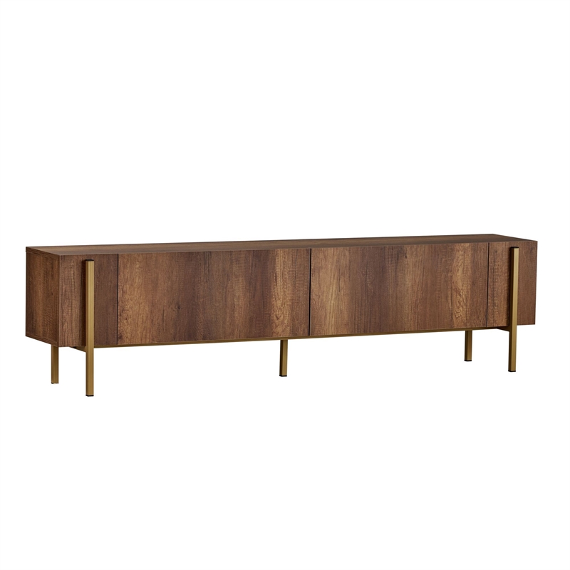Maklaine Nexus TV Stand in Barok Walnut and Gold with Metal Legs