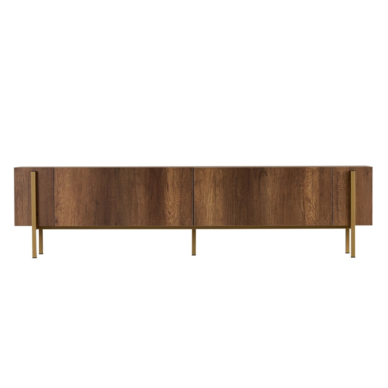 Maklaine Nexus TV Stand in Barok Walnut and Gold with Metal Legs