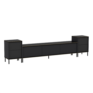 Maklaine 70.87&quot TV Unit with 2 Side Cabinets and Shelves in Anthracite