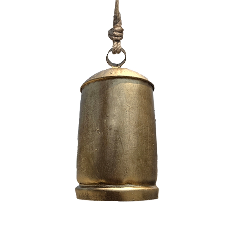 Maklaine Set of 3 Decorative Iron Cow Bells in Antique Gold Finish