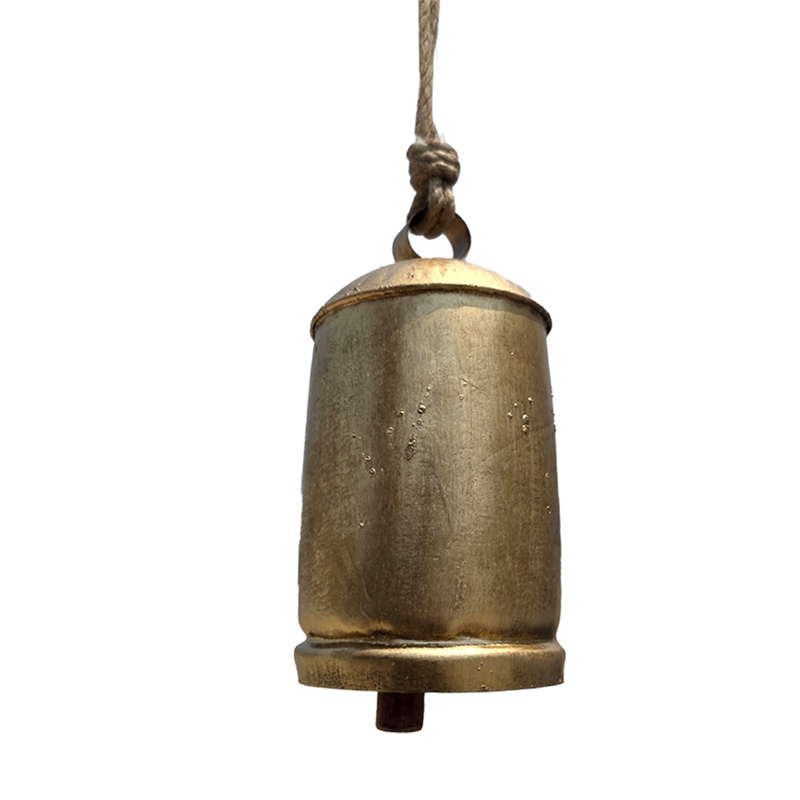 Maklaine Set of 3 Decorative Iron Cow Bells in Antique Gold Finish