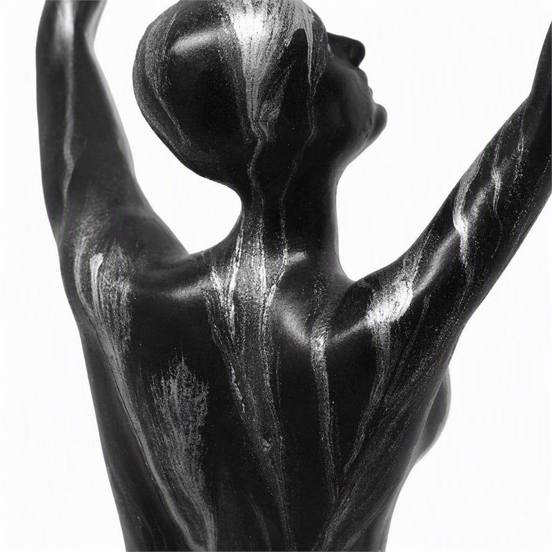 Maklaine Black & Silver Wall Climbing Woman Resin Sculpture - 7