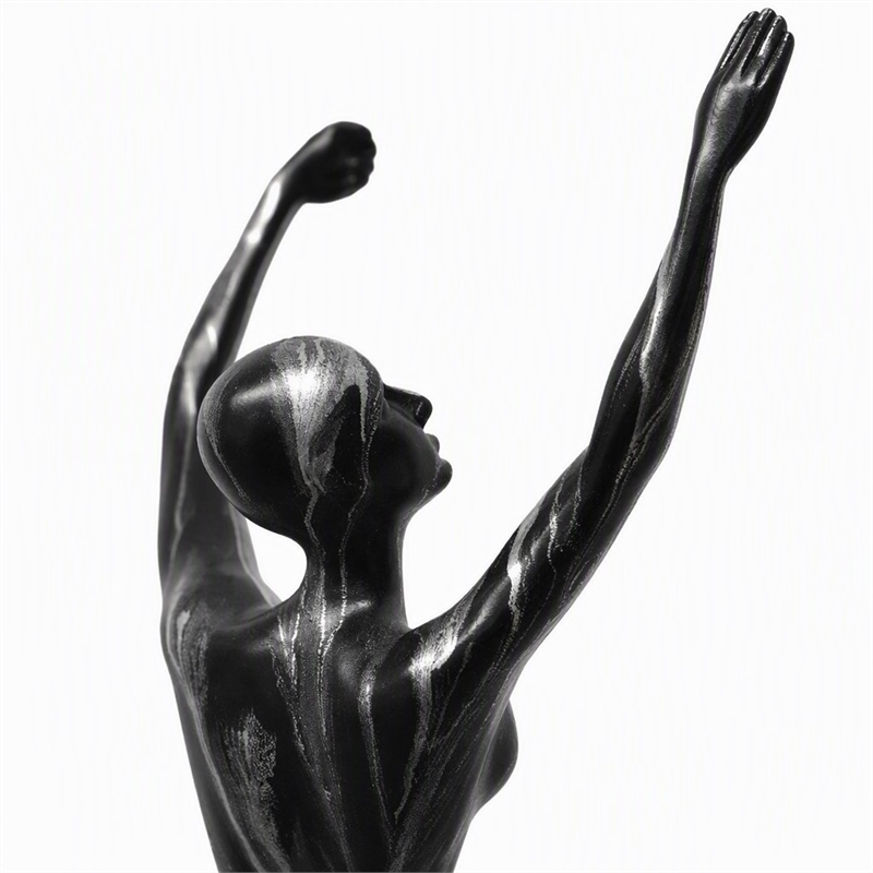 Maklaine Black & Silver Wall Climbing Woman Resin Sculpture - 7