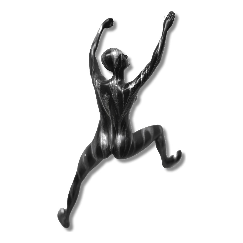 Maklaine Black & Silver Wall Climbing Woman Resin Sculpture - 7