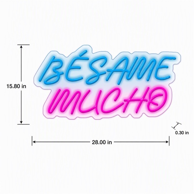 Maklaine LED Neon Sign on Acrylic - Besame Mucho Contemporary Wall Decor