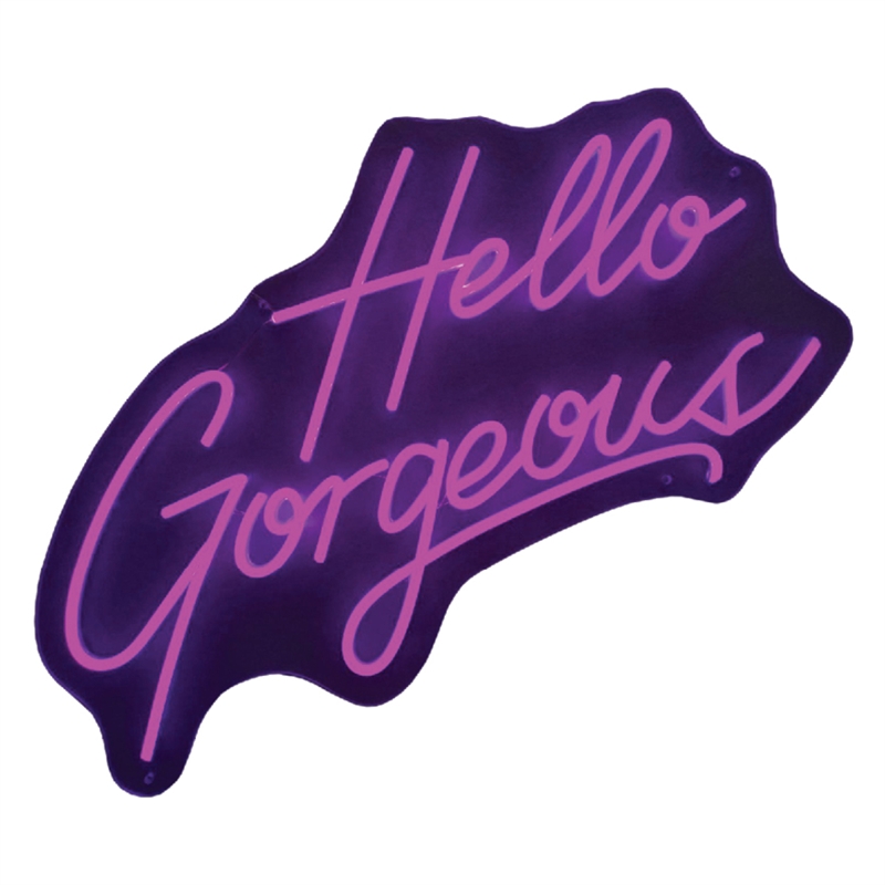 Maklaine Hello Gorgeous Neon Wall Sign in Radiant Purple Acrylic