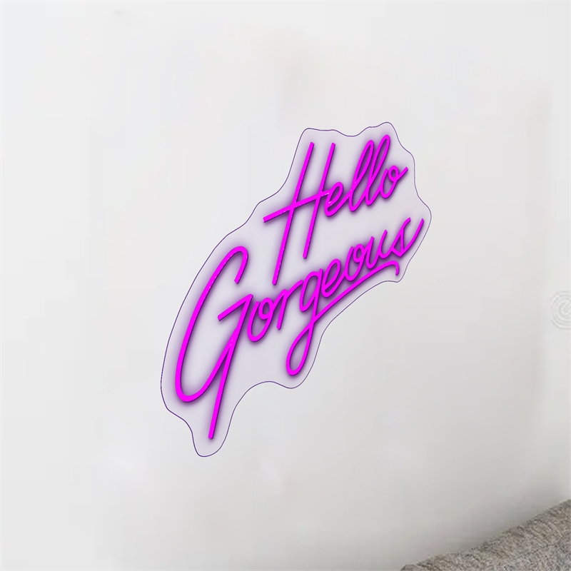 Maklaine Hello Gorgeous Neon Wall Sign in Radiant Purple Acrylic