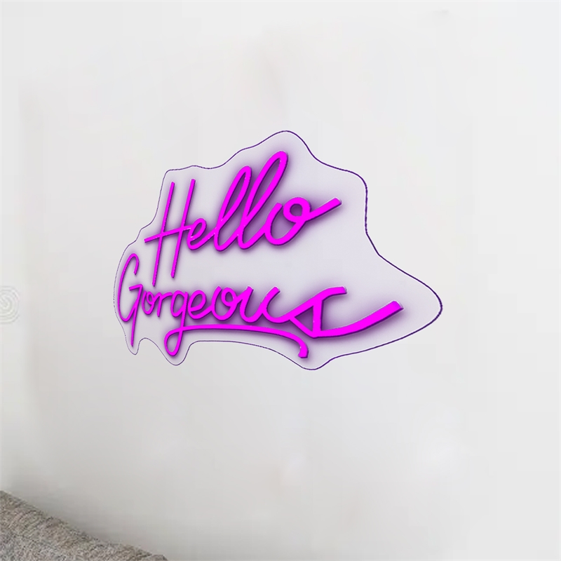 Maklaine Hello Gorgeous Neon Wall Sign in Radiant Purple Acrylic