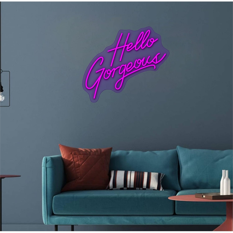 Maklaine Hello Gorgeous Neon Wall Sign in Radiant Purple Acrylic