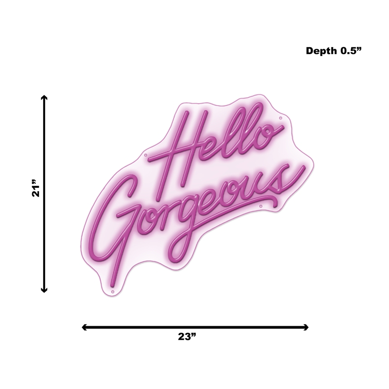 Maklaine Hello Gorgeous Neon Wall Sign in Radiant Purple Acrylic