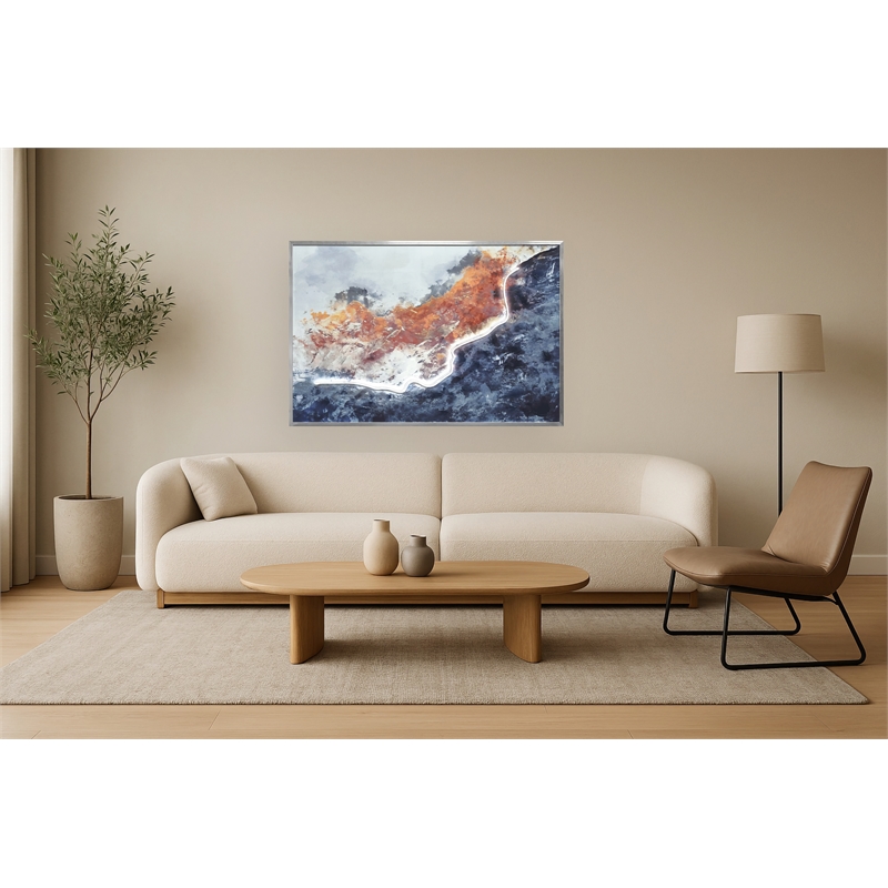 Maklaine Multi-Color LED Canvas Wall Art with Wood Frame 