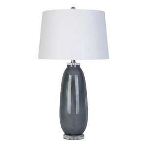 Maklaine Table Lamp in Grey Cloud Glass with White Shade for Living Room