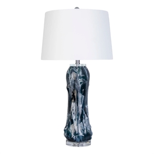 Maklaine 30&quot Deep Sea Swirl Living Room Table Lamp with Crystal Accents