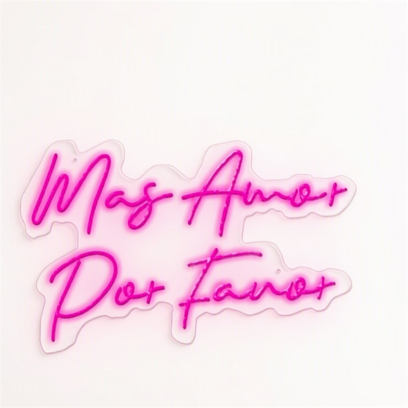 Maklaine Mas Amor Por Favor LED Neon Sign on Acrylic in Pink 30