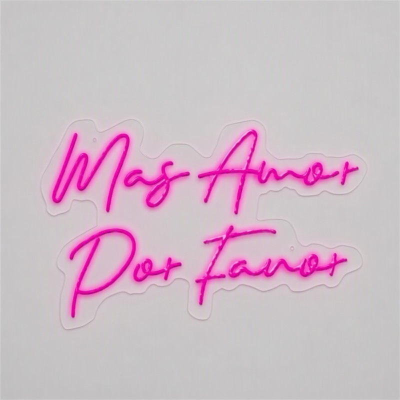 Maklaine Mas Amor Por Favor LED Neon Sign on Acrylic in Pink 30