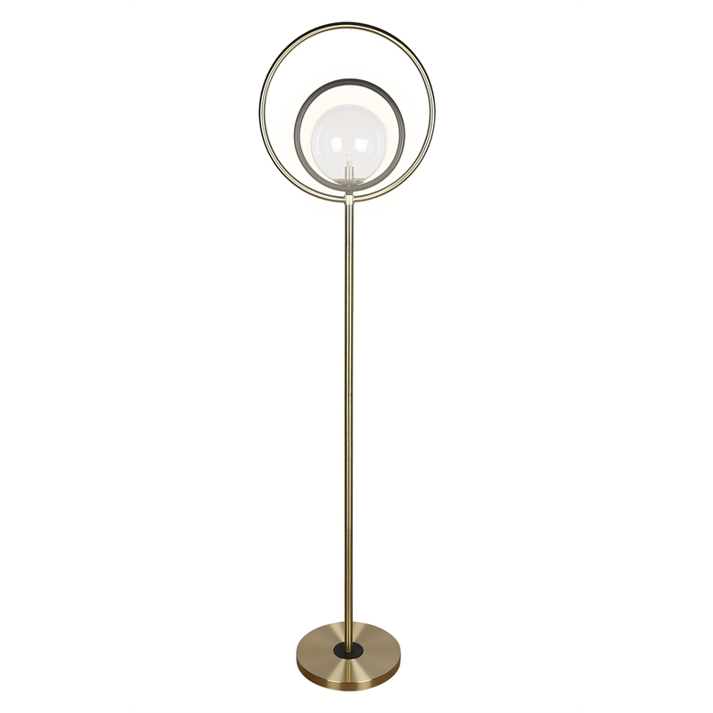 Maklaine Eclipse Aura Metal Floor Lamp in Matte Black and Soft Gold