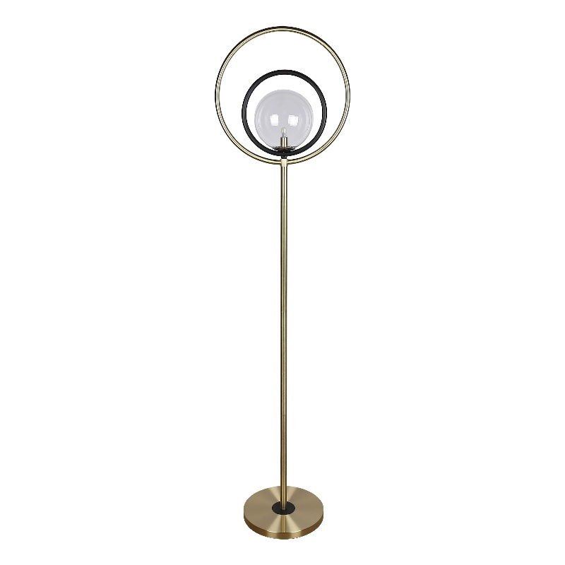 Maklaine Eclipse Aura Metal Floor Lamp in Matte Black and Soft Gold