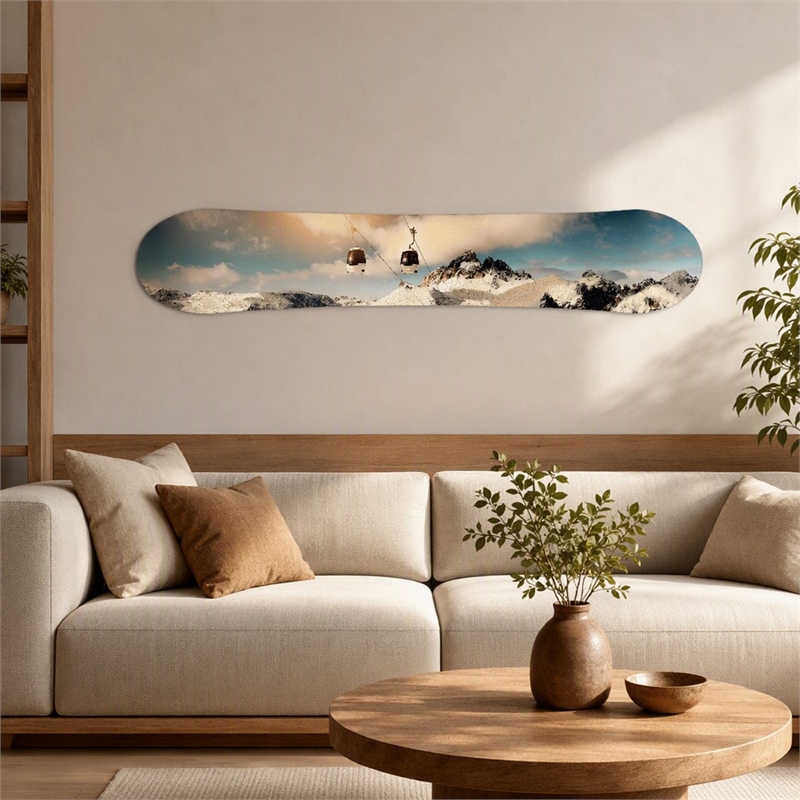 Maklaine Snowboard Wall Art with Hand-Embellished Chinese Maple Frame