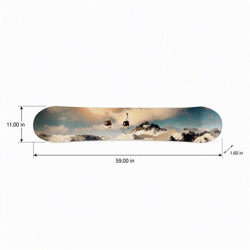 Maklaine Snowboard Wall Art with Hand-Embellished Chinese Maple Frame