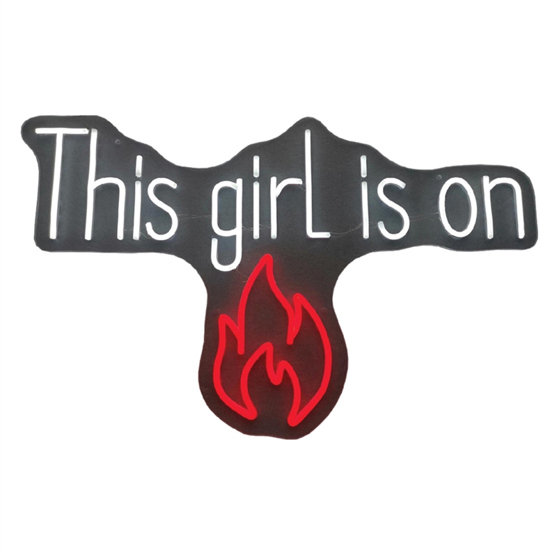 Maklaine Neon Typography Wall Art Acrylic with Red Flame 28