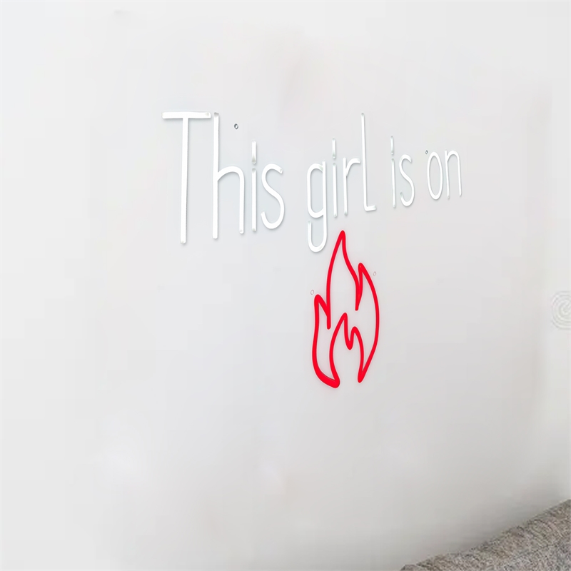 Maklaine Neon Typography Wall Art Acrylic with Red Flame 28