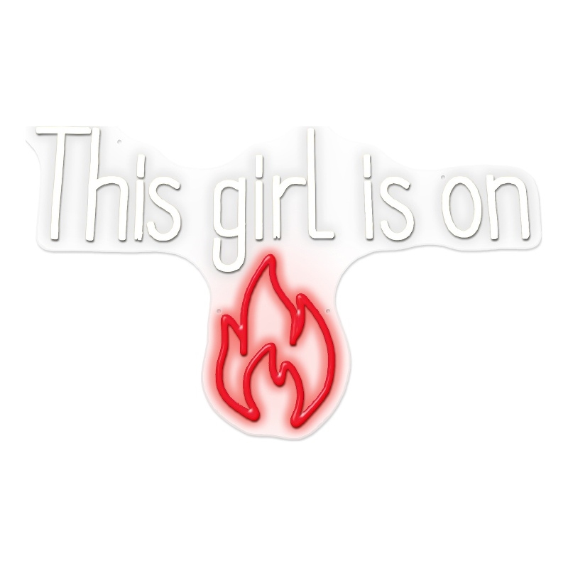 Maklaine Neon Typography Wall Art Acrylic with Red Flame 28