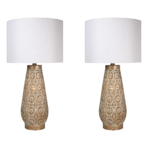 Maklaine Celestial Carve Laser-Cut Metal Table Lamp with Night Light