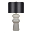 Maklaine Ceramic Table Lamp with Textured Grey Base and Faux Leather Shade