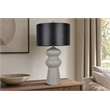 Maklaine Ceramic Table Lamp with Textured Grey Base and Faux Leather Shade