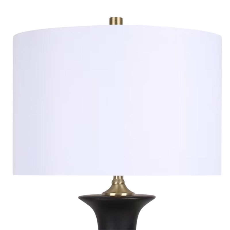 Maklaine Ceramic Table Lamp with Black Base and Soft Gold Accents