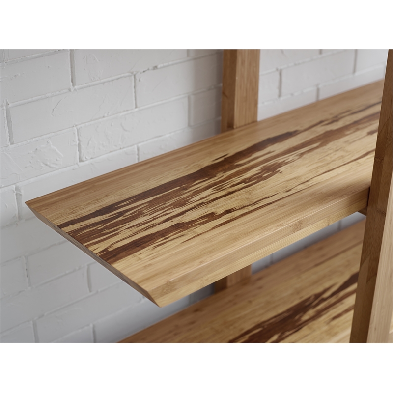 Maklaine Golden Bamboo Shelf with 5 Shelves and Cinnamon Stripe Inlay