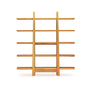 Maklaine Golden Bamboo Shelf with 5 Shelves and Cinnamon Stripe Inlay