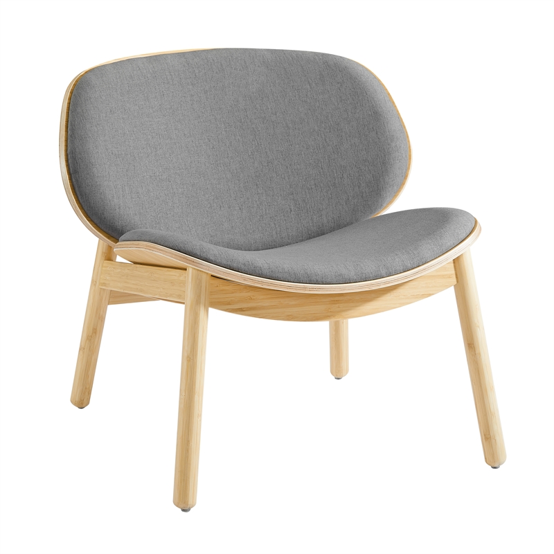 Maklaine Curved Lounge Chair Upholstered in Sand-Grey Fabric