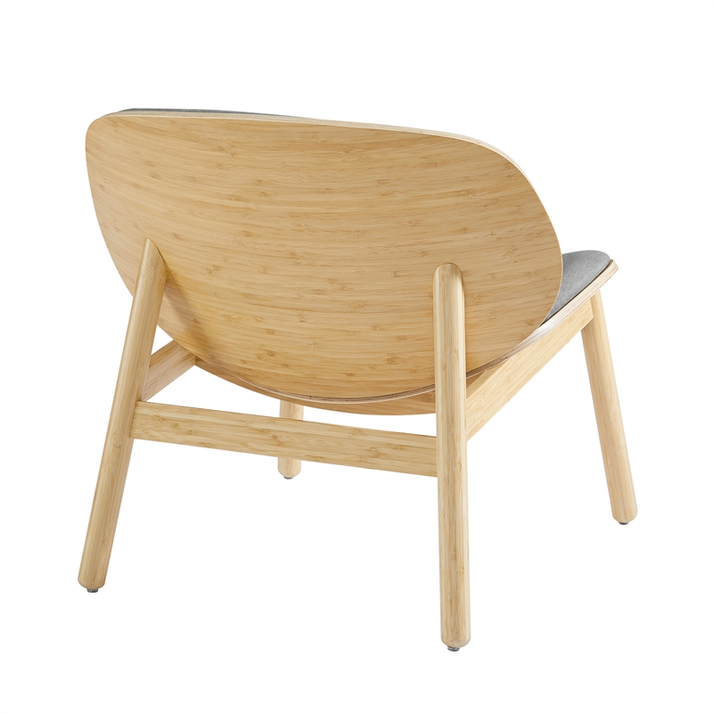 Maklaine Curved Lounge Chair Upholstered in Sand-Grey Fabric