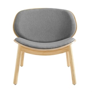 Maklaine Curved Lounge Chair Upholstered in Sand-Grey Fabric